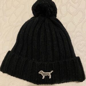 Black Sweater Beanie With Pompom